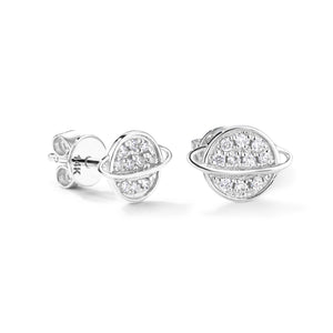 Celestial Saturn Diamond Stud Earrings
