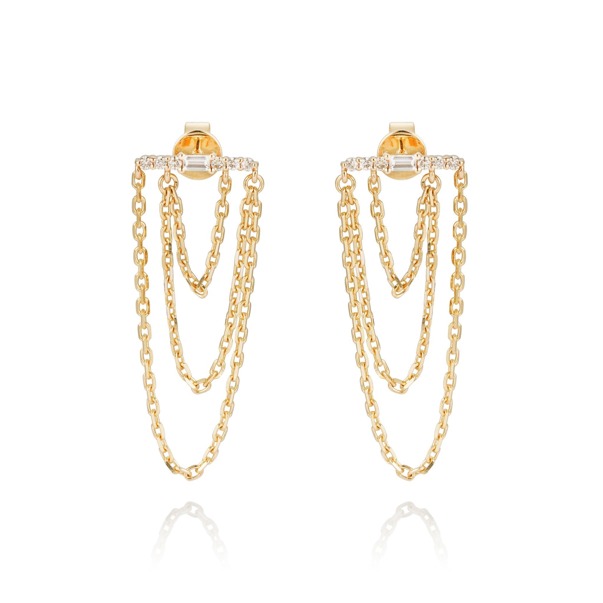 Golden Cascade Diamond Earrings