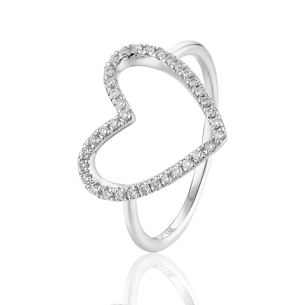 Diamond Encrusted Heart Halo Ring