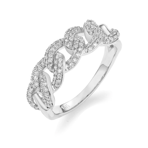 Diamond Curved Cuban Link Ring
