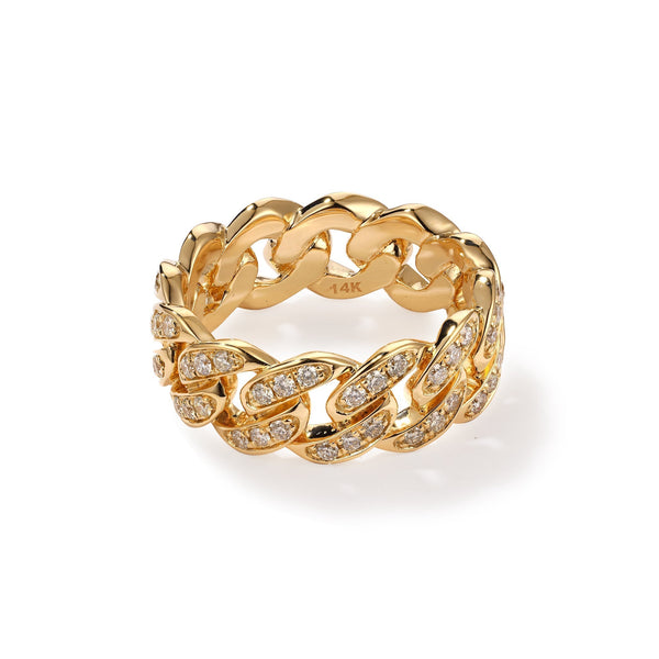 Iced Out Diamond Cuban Link Ring