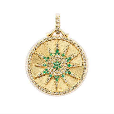 Starburst Emerald Diamond Pendant