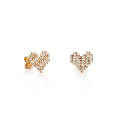 Pixel Heart Diamond Earrings