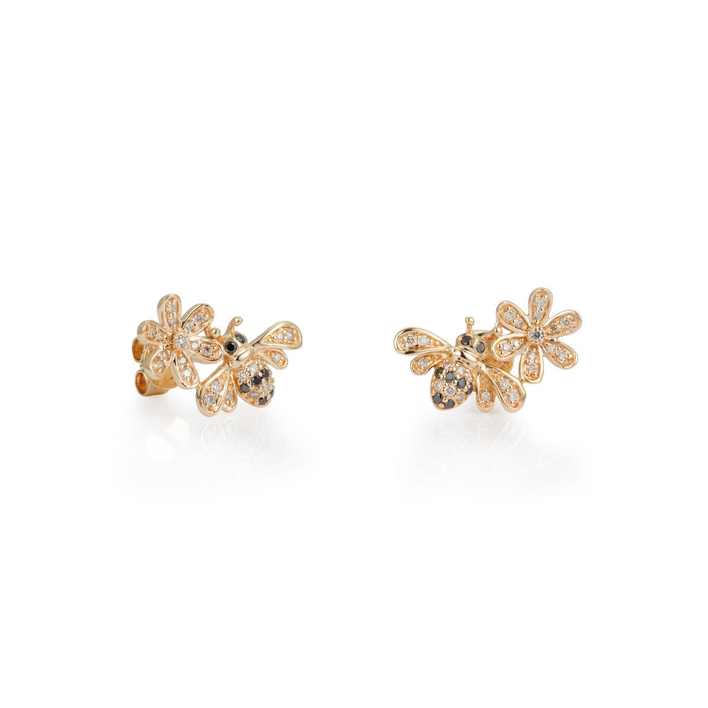 Diamond Honeybee Stud Earrings