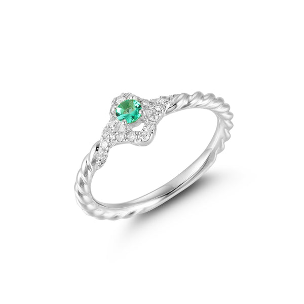 Emerald Clover Diamond Ring
