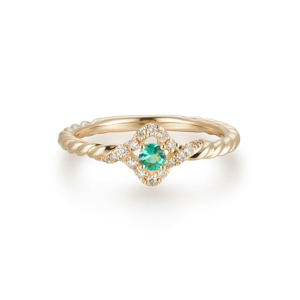 Emerald Clover Diamond Ring