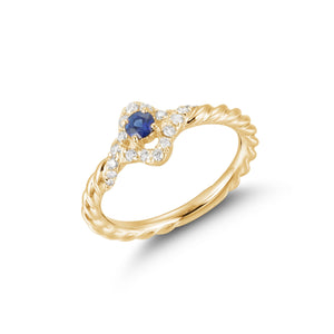 Sapphire Clover Diamond Ring